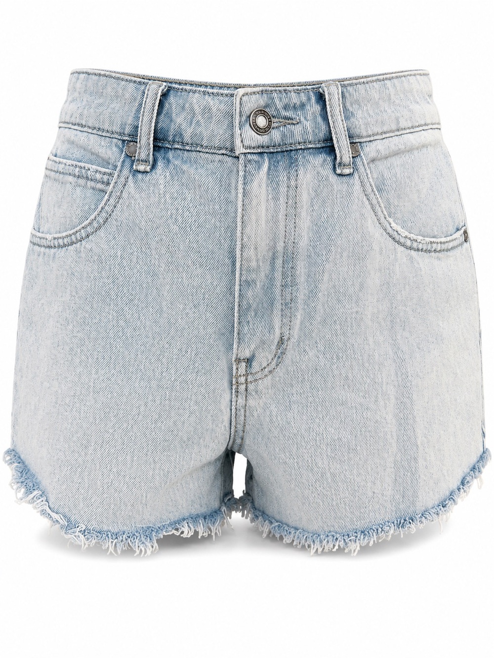 Light Wash High-Rise Frayed Denim Shorts